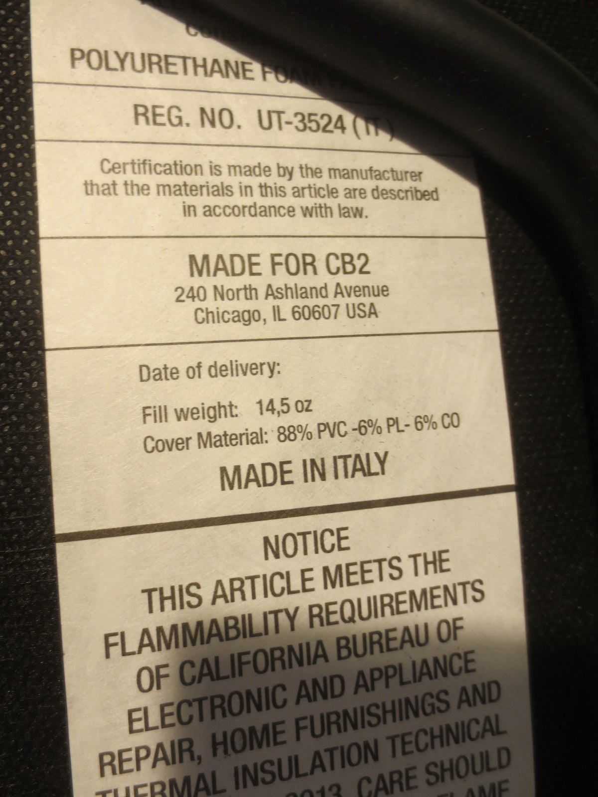 CB2 Primitivo Chair in Grey Faux Leather