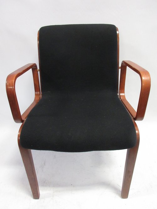 Knoll Bill Stephens Bentwood Armchairs with Black Fabric - A Pair - Bygone Icons