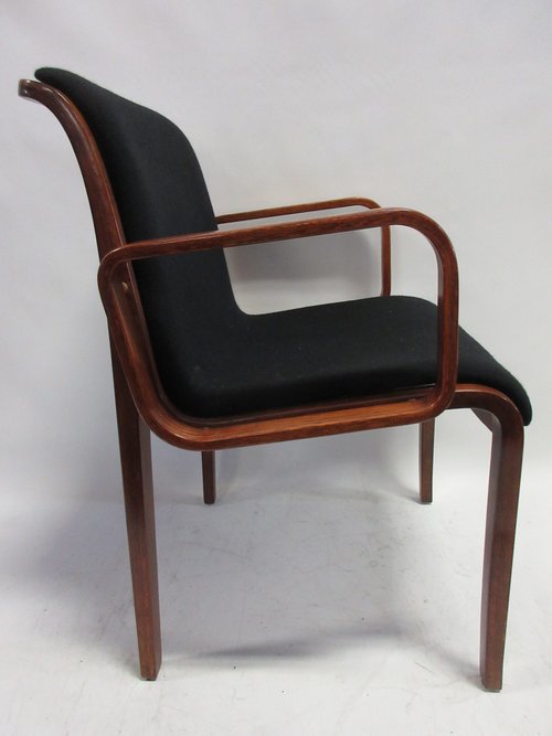 Knoll Bill Stephens Bentwood Armchairs with Black Fabric - A Pair - Bygone Icons