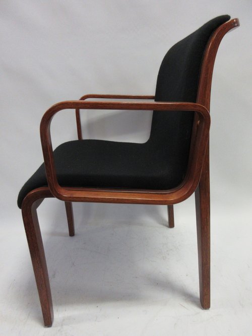 Knoll Bill Stephens Bentwood Armchairs with Black Fabric - A Pair - Bygone Icons