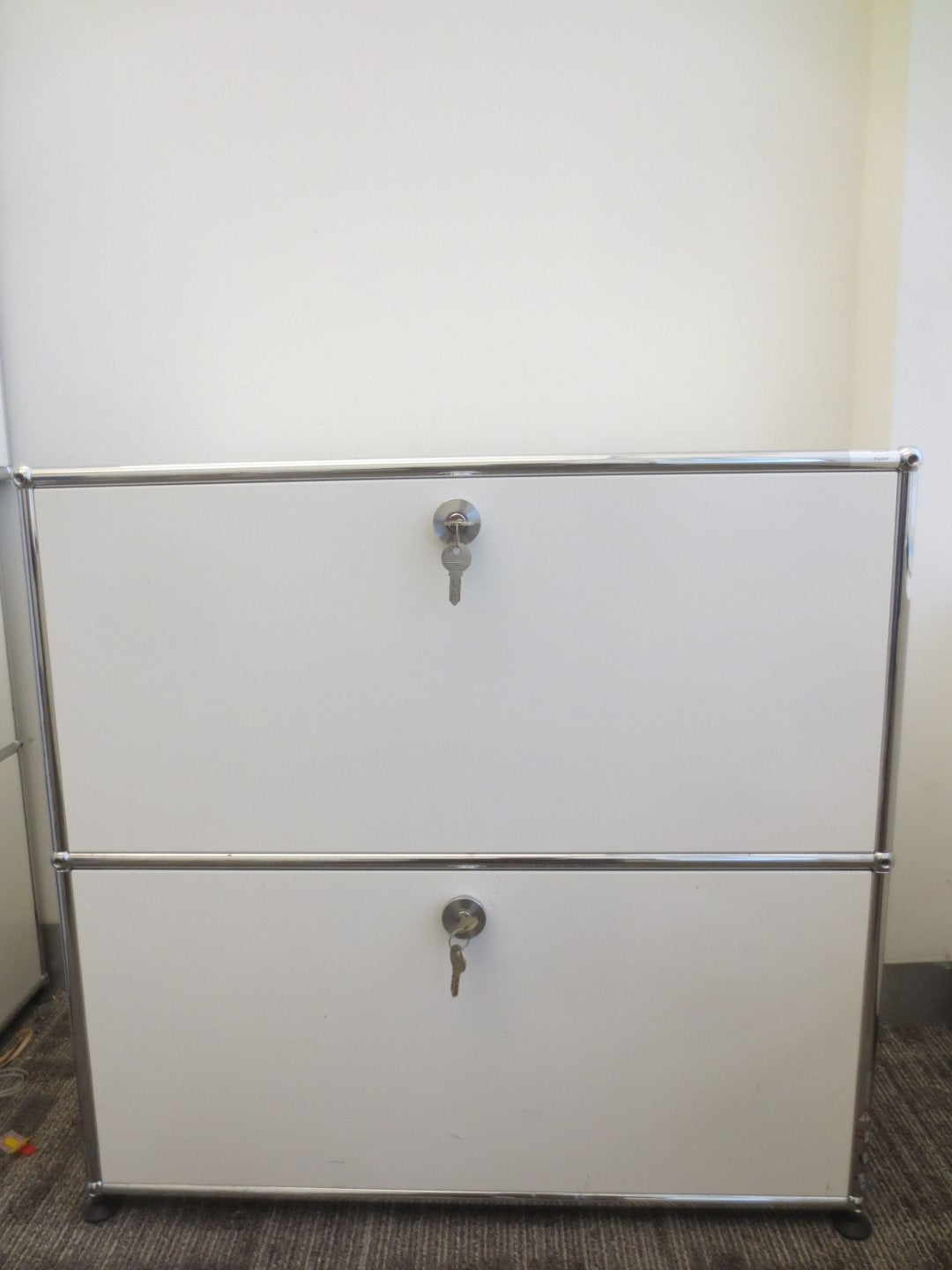USM Haller Cabinet 1x2 with 2 Drawers in White