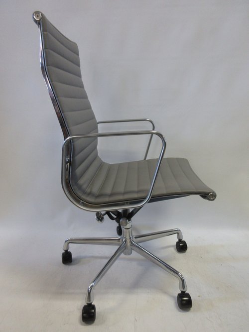 Herman Miller Eames Aluminum Group Executive Chair in Grey Leather - Bygone Icons