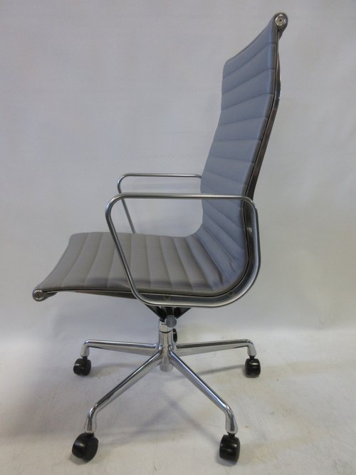 Herman Miller Eames Aluminum Group Executive Chair in Grey Leather - Bygone Icons