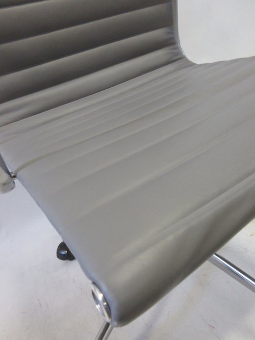 Herman Miller Eames Aluminum Group Executive Chair in Grey Leather - Bygone Icons