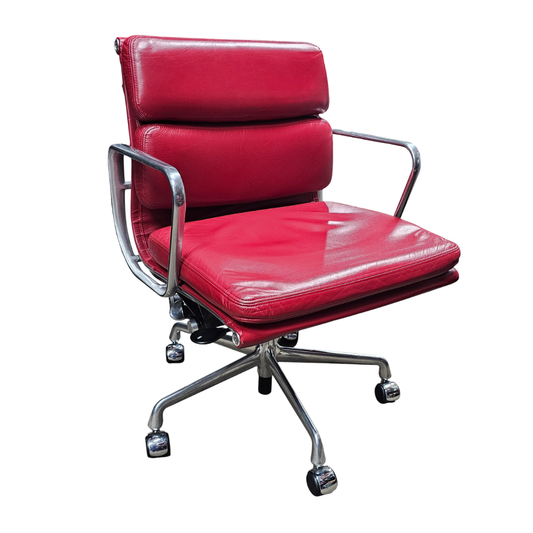 Herman Miller Eames Soft Pad Management Chair in Red Leather with Pneumatic Lift, EA435