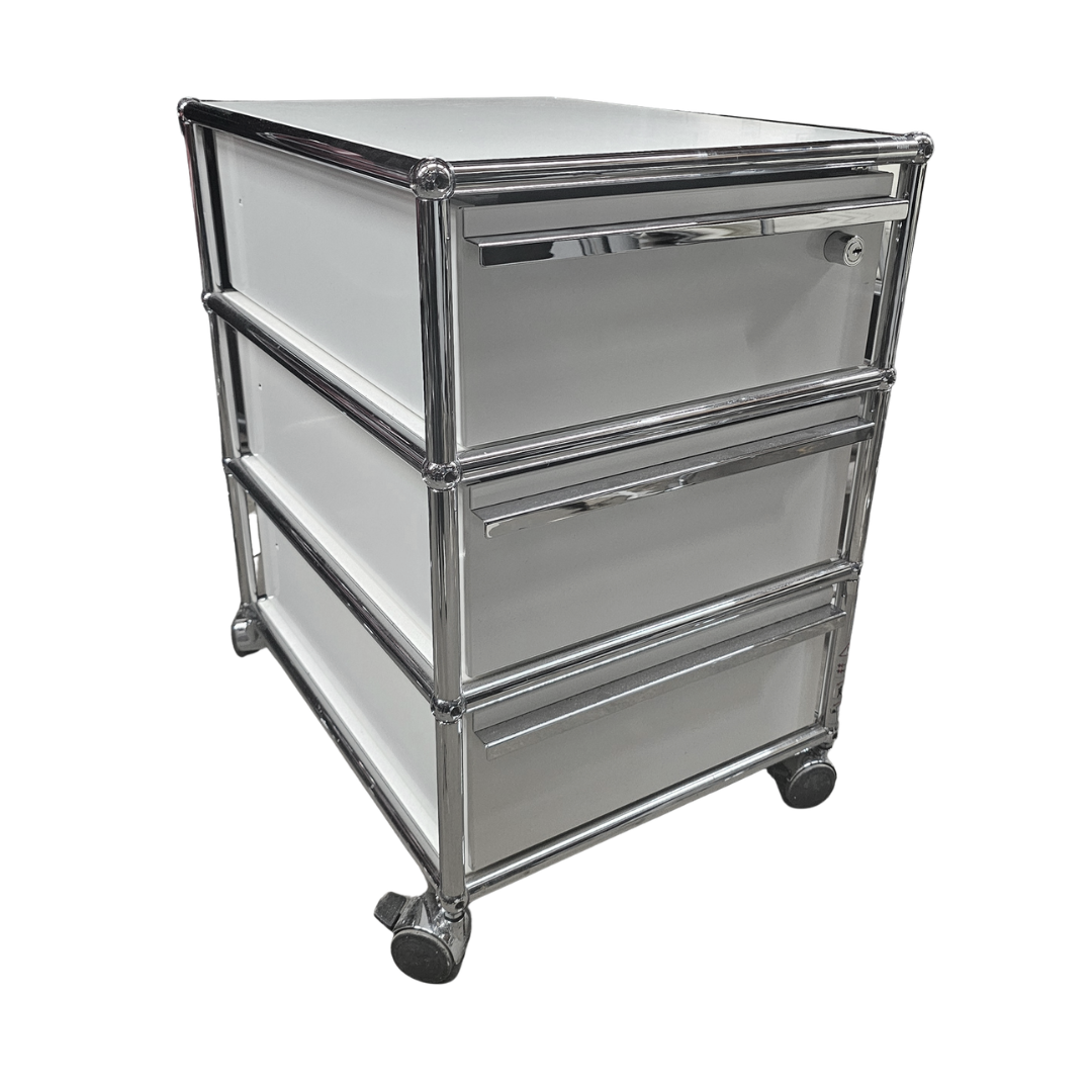 USM Haller 3-Drawer Nightstand / Pedestal File Cabinet in White