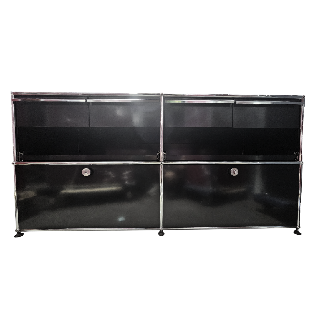 USM Haller 2x2 Cabinet with 2 Drawers, 4 Compact Drawers and 2 Pull-Out Shelves in Black