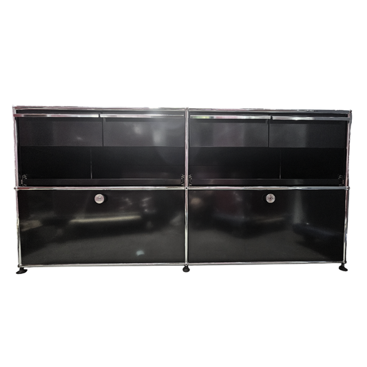 USM Haller 2x2 Cabinet with 2 Drawers, 4 Compact Drawers and 2 Pull-Out Shelves in Black