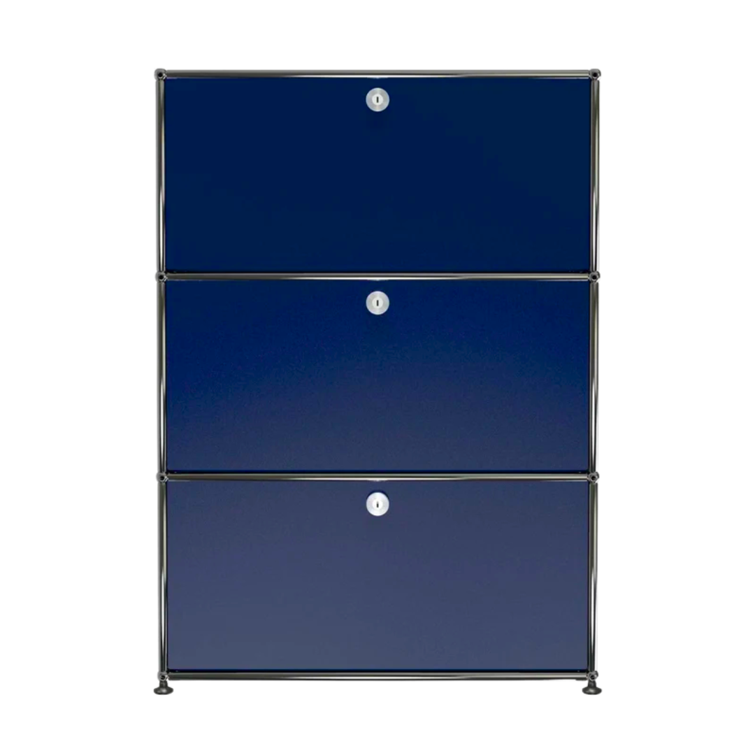 USM Haller Cabinet 1x3 with 3 Drawers in Steel Blue