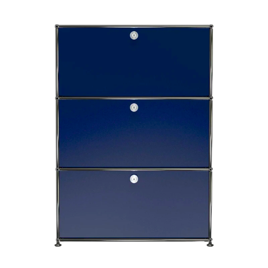 USM Haller Cabinet 1x3 with 3 Drawers in Steel Blue