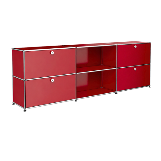 USM Haller Cabinet / Console 3x2 with 4 Doors and 2 Shelves in Red