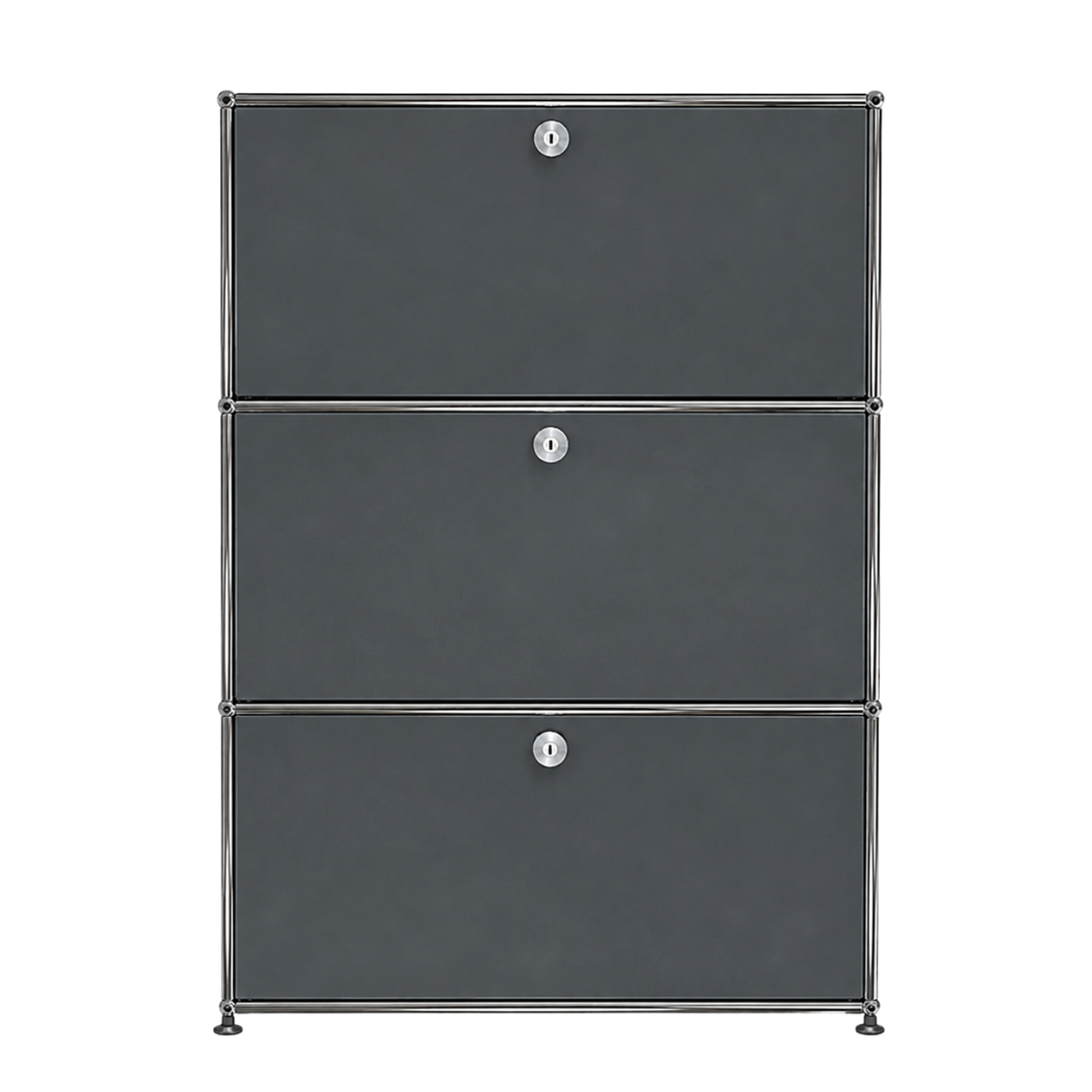 USM Haller Cabinet 1x3 with 2 Drawers and 1 Drawer + Insert in Anthracite