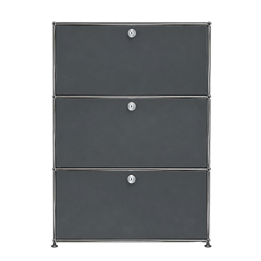 USM Haller Cabinet 1x3 with 2 Drawers and 1 Drawer + Insert in Anthracite