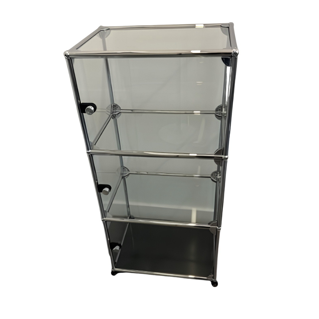 USM Haller 1x3 Glass Display Cabinet / Bookcase with 3 Glass Doors and Anthracite Base