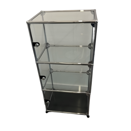 USM Haller 1x3 Glass Display Cabinet / Bookcase with 3 Glass Doors and Anthracite Base