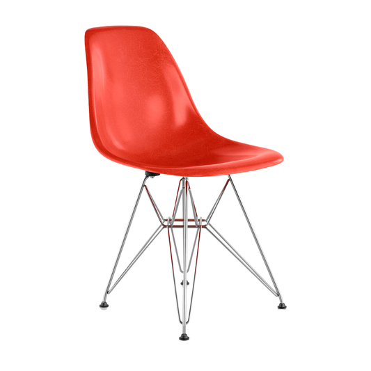 Herman Miller Eames Molded Plastic Side Chair with Eiffel Legs in Orange