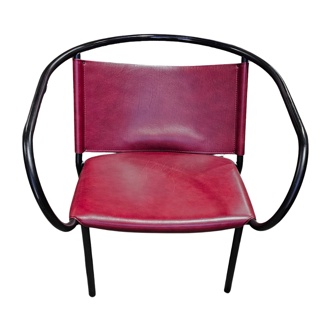 Menu Afteroom Lounge Chair in Red Leather with Black Steel Frame