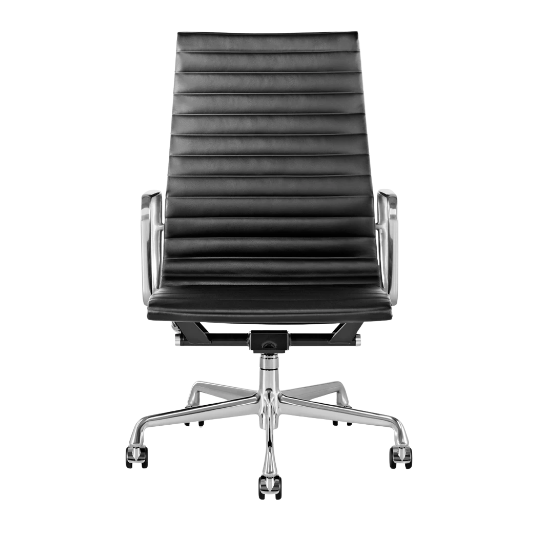 Herman Miller Eames Aluminum Group Executive Chair in Black Leather, EA337
