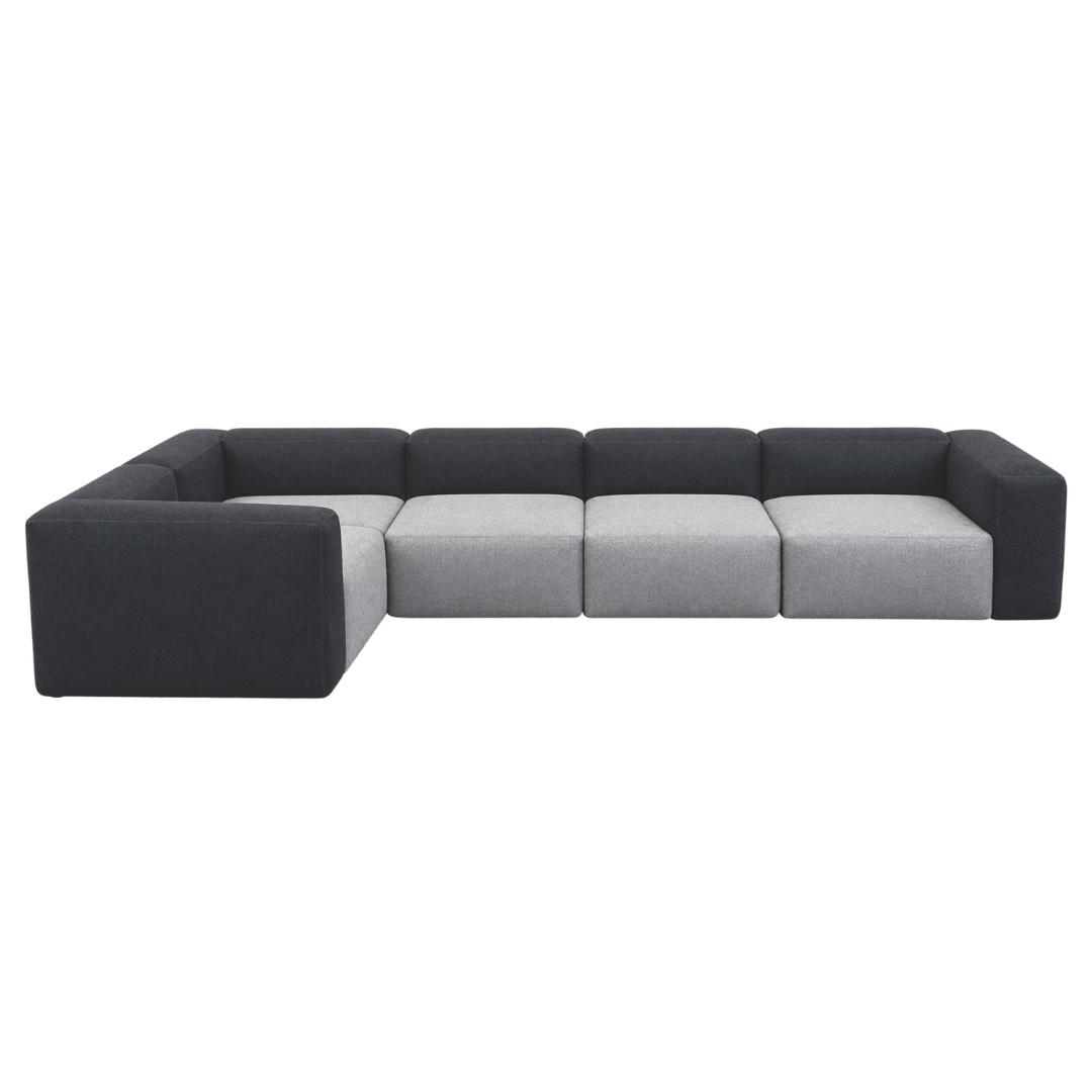 HAY Mags Soft 5-Piece L-Shape Sofa in Dark and Light Grey