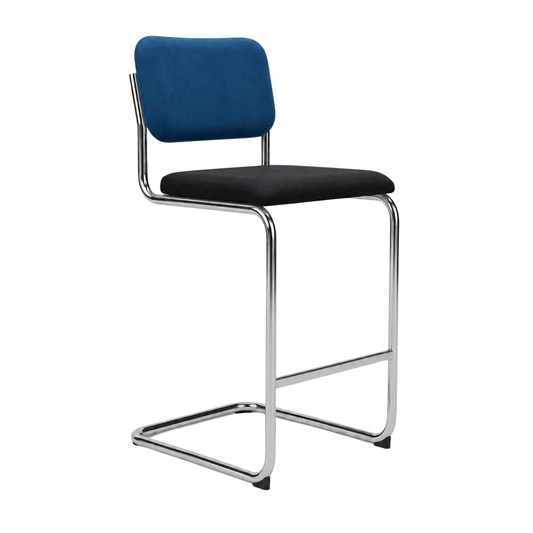 Knoll Cesca Bar Height Stool with Black Seat and Blue Back