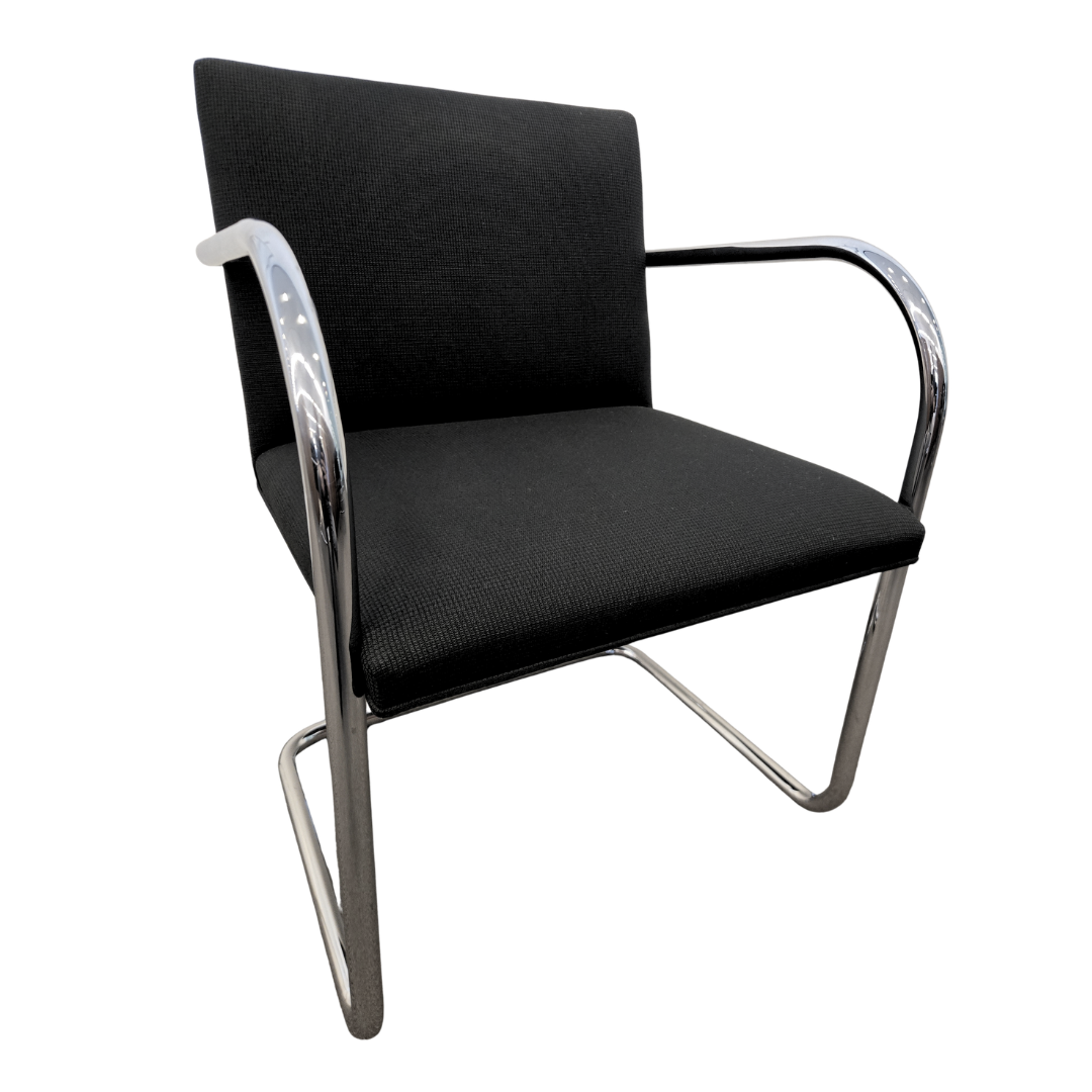 Knoll BRNO Chair in Black Fabric with Polished Chrome Arms