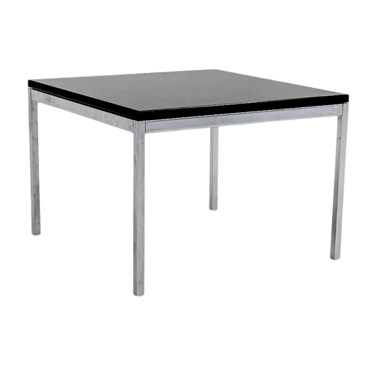 Florence Knoll 23-in Square Coffee Table with Polished Chrome Base and Black Glass Top