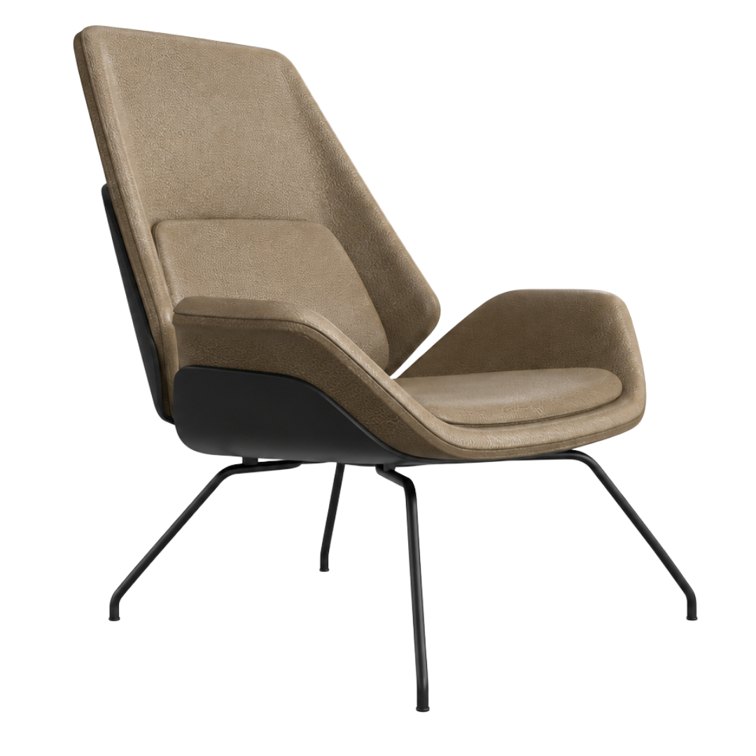 HBF Fulton Lounge Chair in Taupe Leather (New)