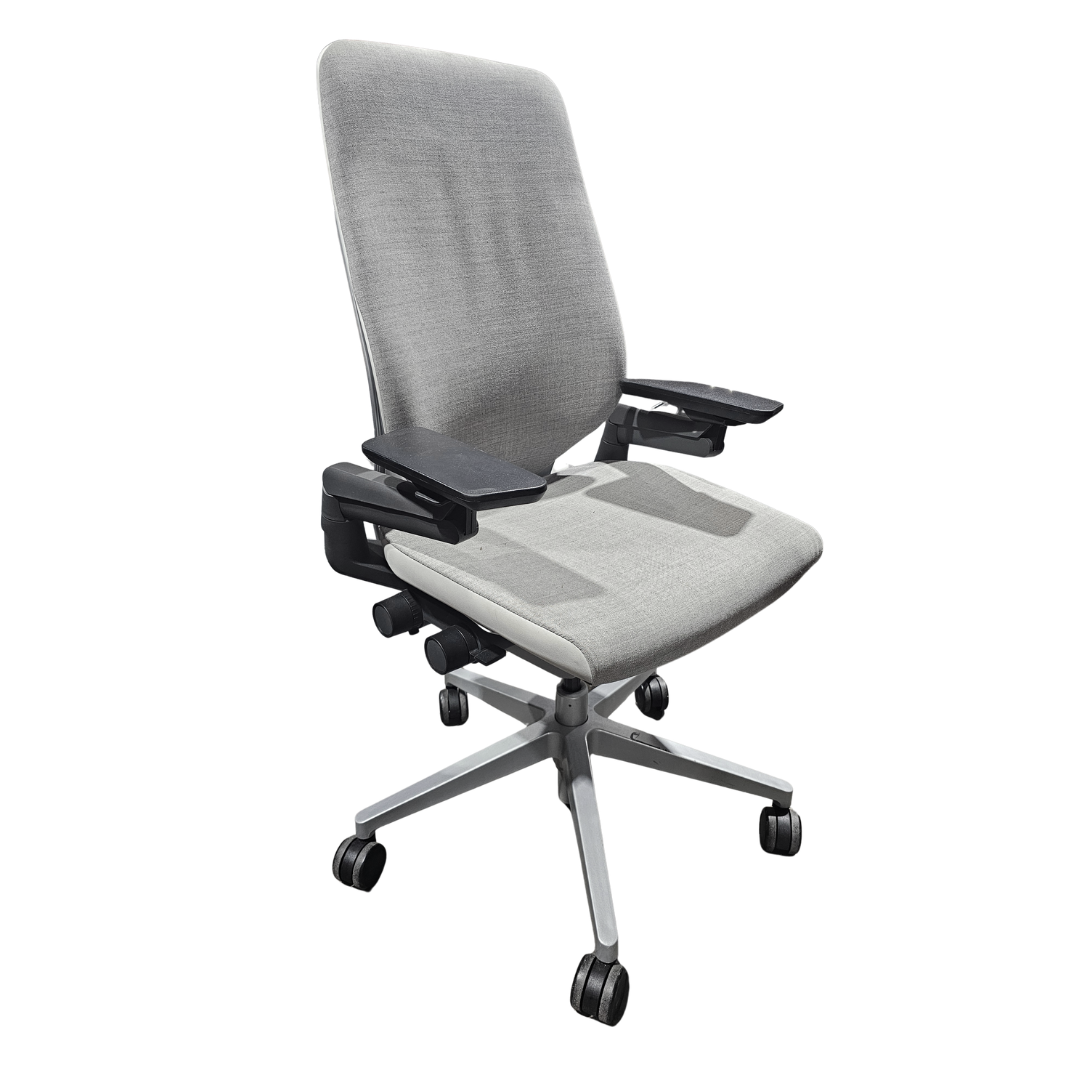 Steelcase Gesture Chair in Light Grey Fabric with White Frame