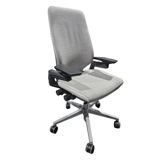 Steelcase Gesture Chair in Light Grey Fabric with White Frame