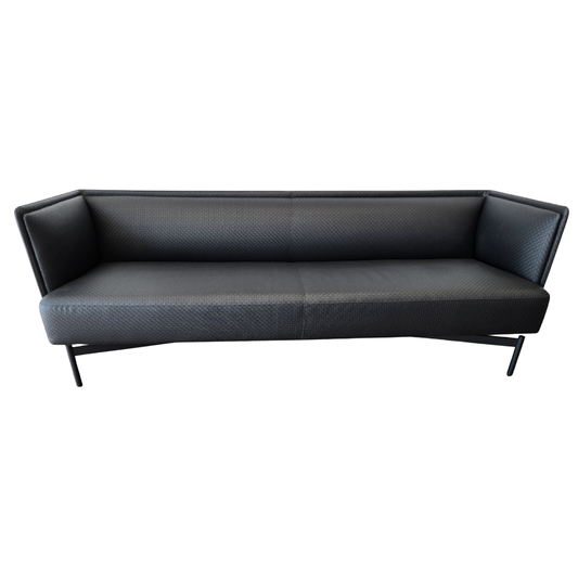 Bernhardt Design Charles Pollock Finale 80-in Sofa in Black Leather Weave