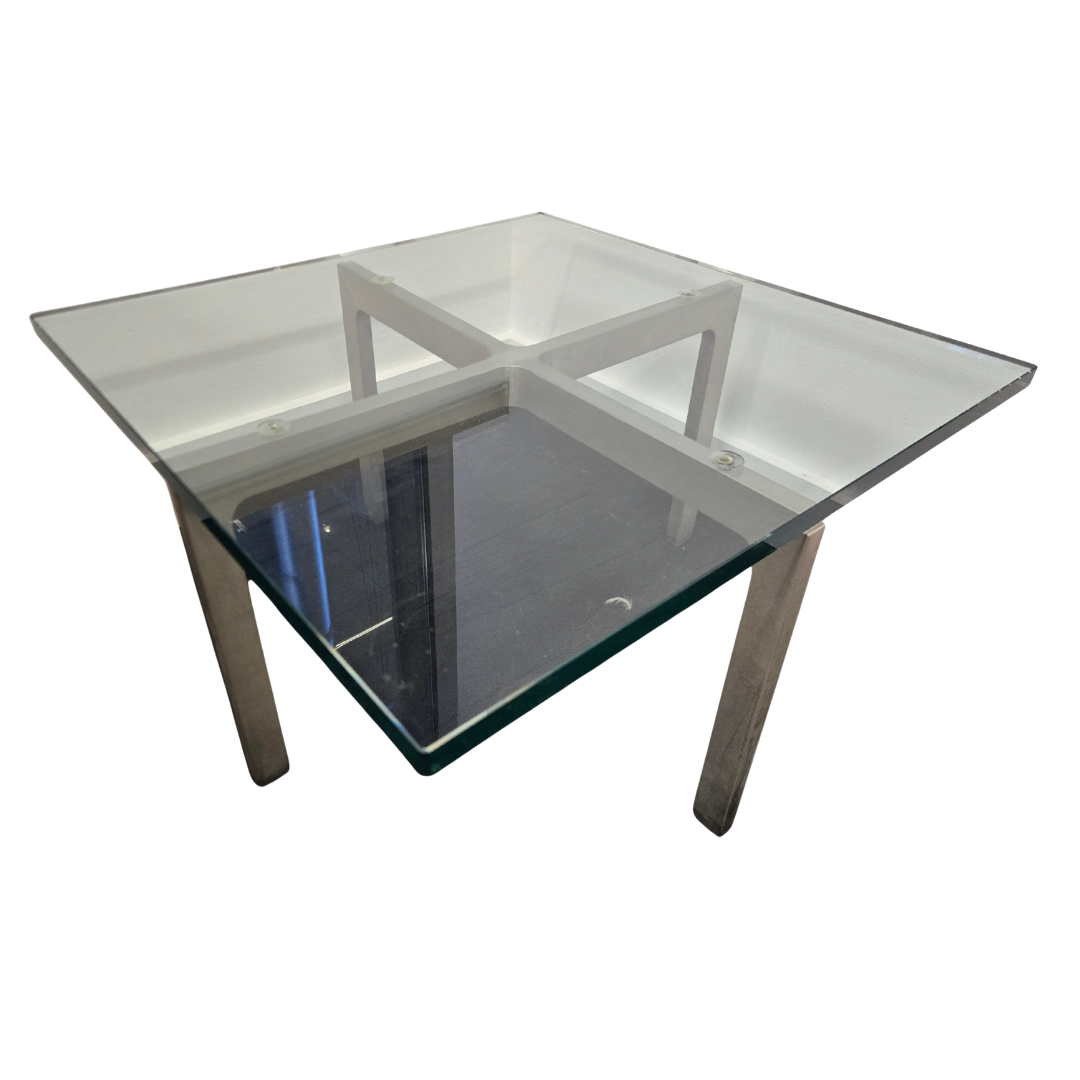 Mid-Century Mies van der Rohe Style Glass Top Coffee Table