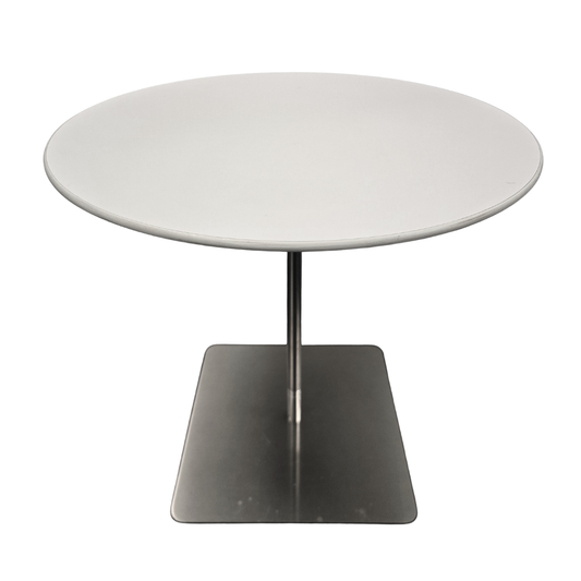 Bernhardt Design Quiet 18-in Side Table in White with Brushed Stainless Base