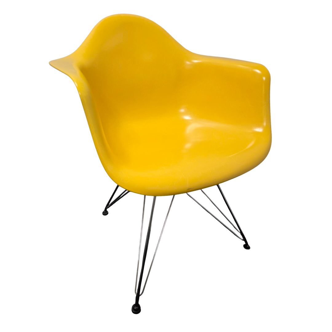 Herman Miller Eames Molded Armchair with Eiffel Legs in Yellow