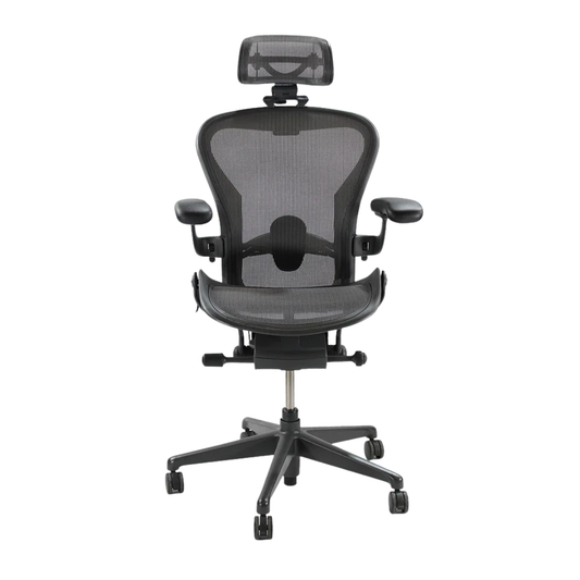 Herman Miller Remastered Aeron Chair with Headrest, Size B, in Graphite