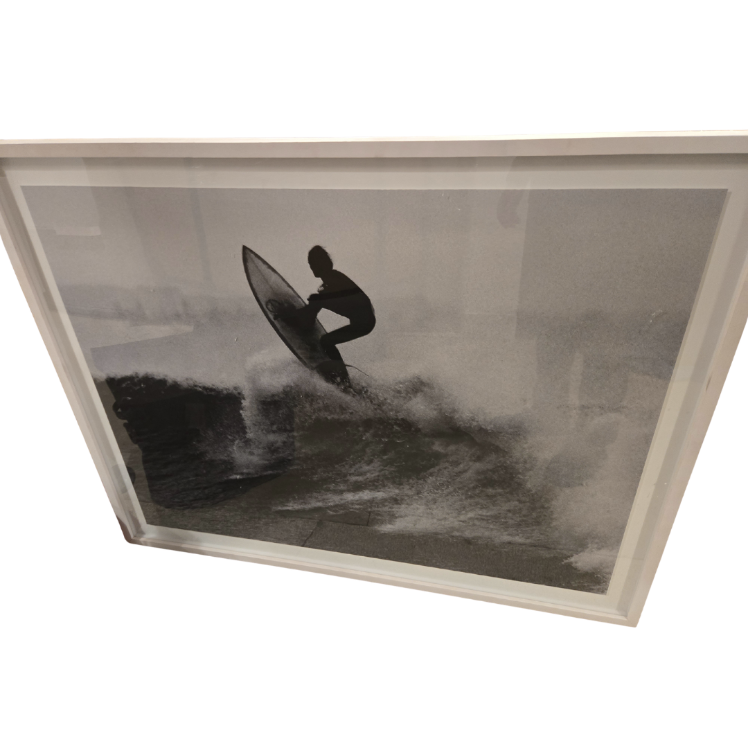 Framed Black & White Surfer Photography Print
