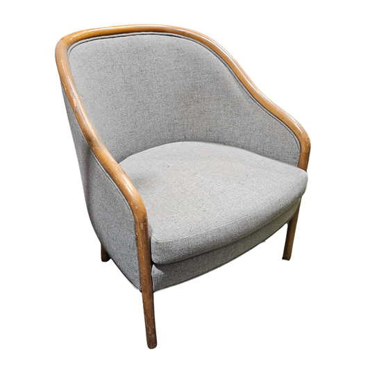 Brickel Associates Ward Bennett Landmark Lounge Chair in Light Grey with Oak Frame