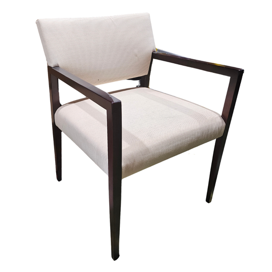 Gunlocke Camille Guest Chair in Ivory Stripe Upholstery with Espresso Wood Frame