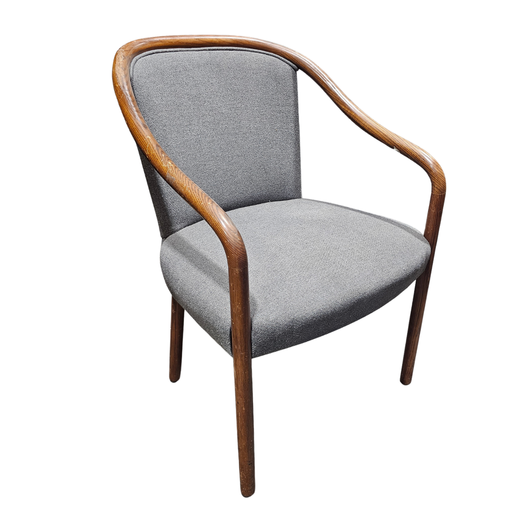Brickel Associates Ward Bennett Landmark Guest Chair in Charcoal Grey with Oak Frame