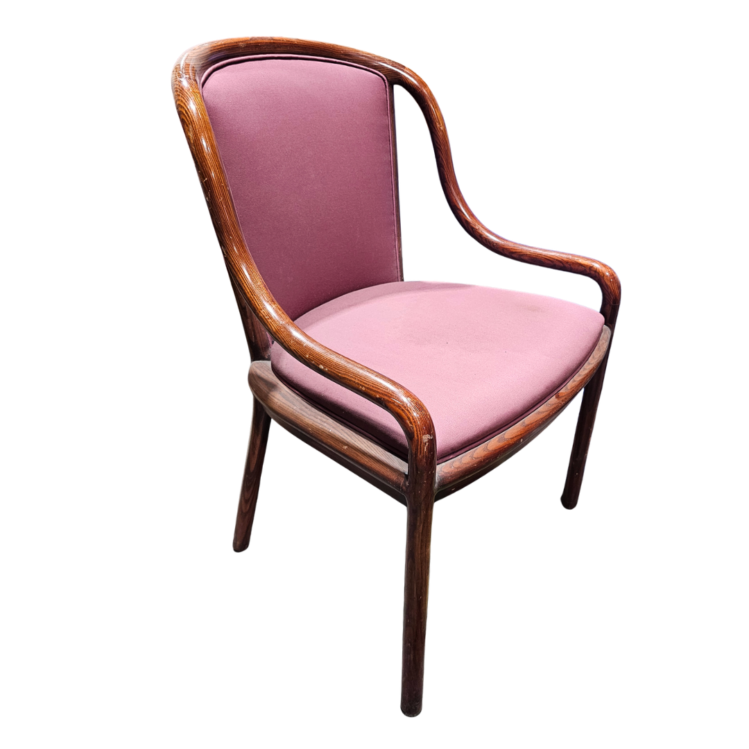 Brickel Associates Ward Bennett Landmark Guest Chair in Mauve Upholstery with Walnut Frame