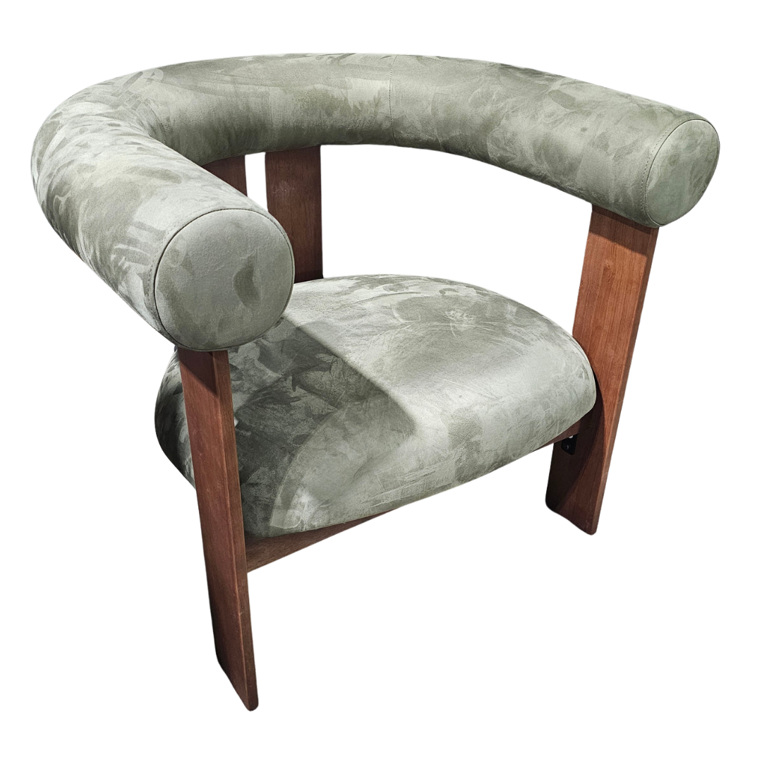Rove Concepts Tola Lounge Chair in Sage Green Velvet with Walnut Frame
