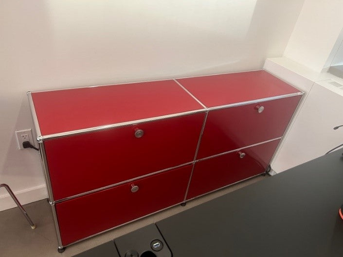 USM Haller Cabinet / Console 2x2 with 4 Doors in Red