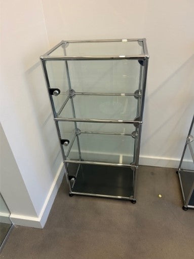 USM Haller 1x3 Glass Display Cabinet / Bookcase with 3 Glass Doors and Anthracite Base