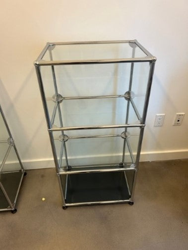 USM Haller 1x3 Glass Display Cabinet / Bookcase with 3 Glass Doors and Anthracite Base