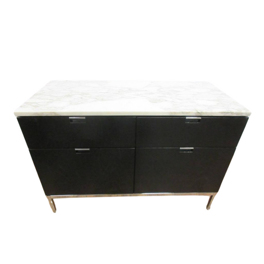 Florence Knoll 2-Position Credenza with Marble Top (Original, Signed) - Bygone Icons