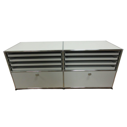 USM Haller Cabinet 2x2 with 2 Drawers & 8 Pull-Out Shelves in Off-White - Bygone Icons