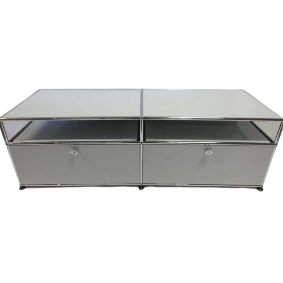 USM Haller Console 2x2 with 2 Drawers + 2 Shelves in Off-White - Bygone Icons