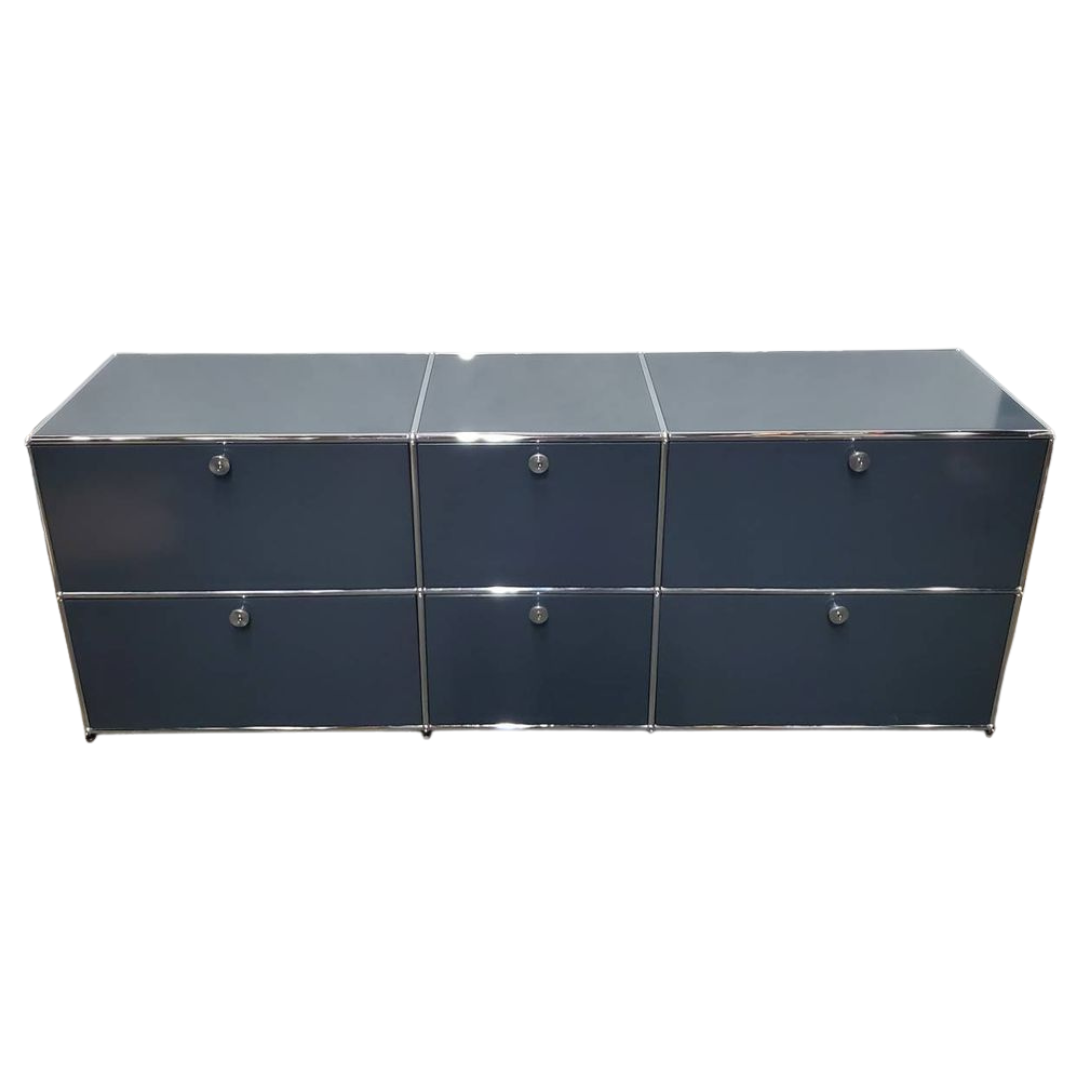 USM Haller Cabinet / Console 3x2 with 6 Drawers in Anthracite - Bygone Icons