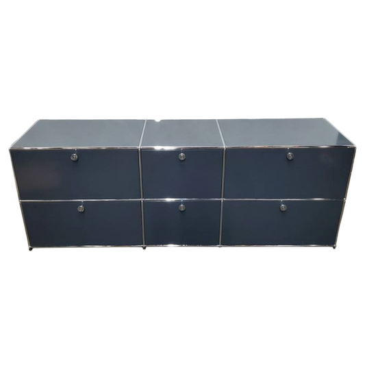 USM Haller Cabinet / Console 3x2 with 6 Drawers in Anthracite - Bygone Icons