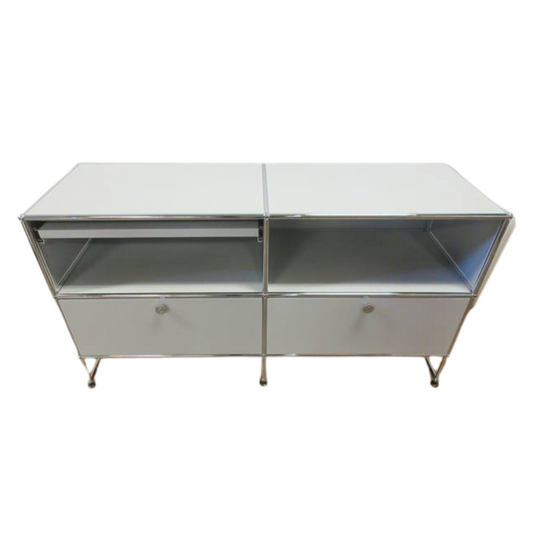 USM Haller Console / Cabinet with Pull-Out Desk and 2 Drawers in Off-White - Bygone Icons