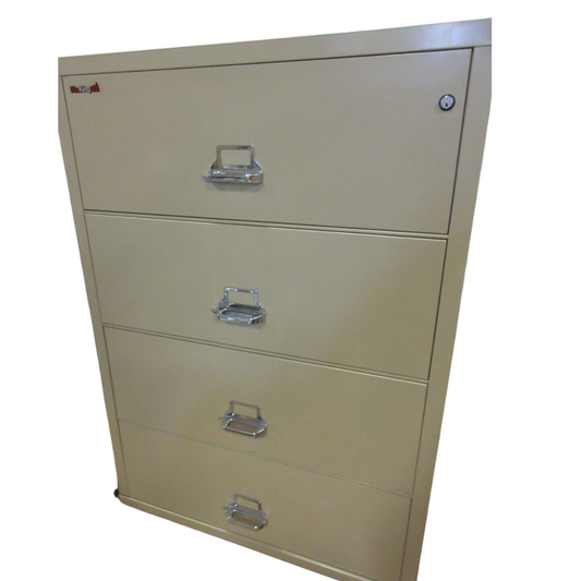 FireKing 4-Drawer Lateral File Cabinet in Putty (New) - Bygone Icons